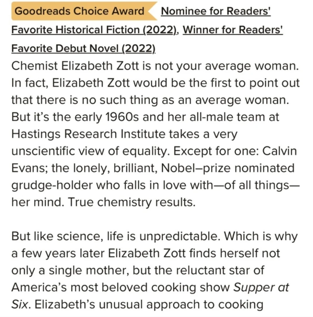 2/$20 Hardcover Book - Lessons in Chemistry - Picture 2 of 4